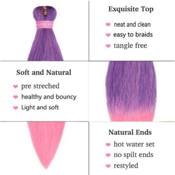 MSBELLE Braiding Pink Purple Braiding Hair 6 Pack Hair Pre stretched - Picture 3 of 8